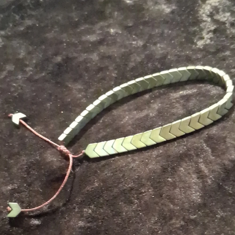 Green ,Blue Hemitite Chevron Slide Beaded Bracelet.